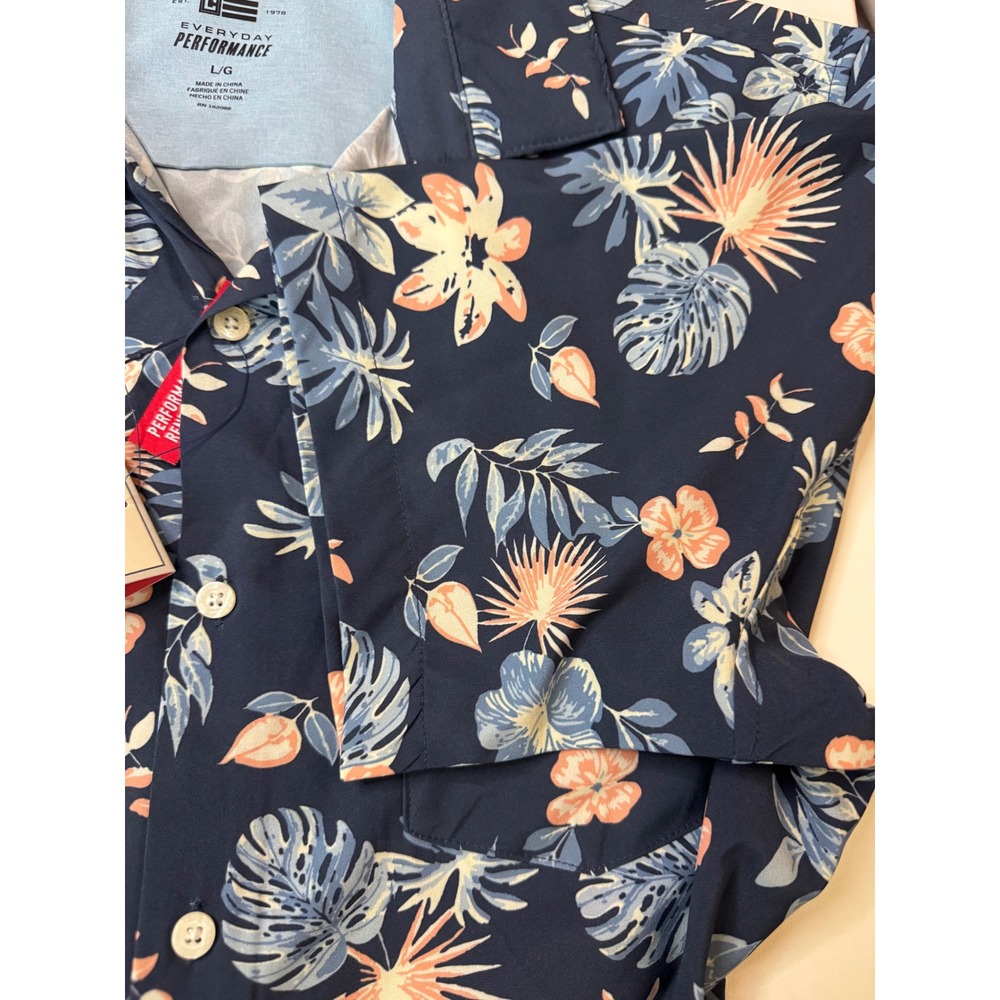 Chaps Everyday Performance Mens Floral Tropical Shirt Navy Blue Large CM15SW251W - Picture 6 of 6